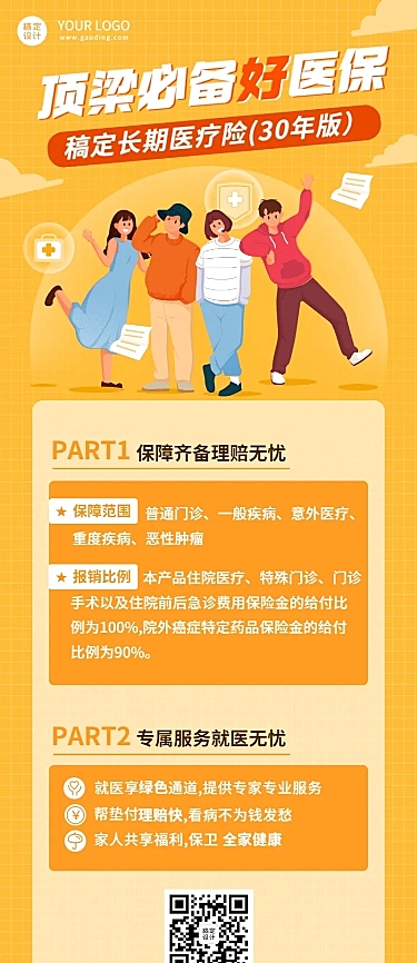 金融保险医疗险产品介绍长图海报