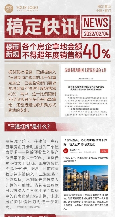 房地产政策资讯报纸风长图海报