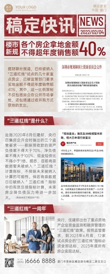 房地产政策资讯报纸风长图海报
