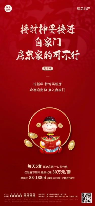 春节房地产促销喜庆金币长图海报预览效果