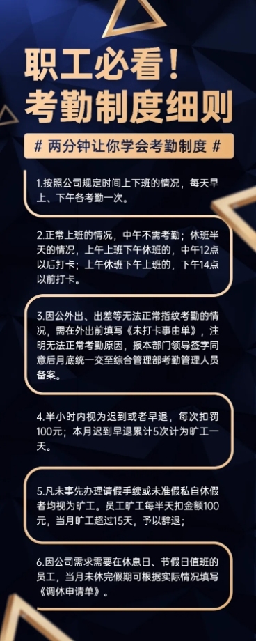 企业制度规范商务黑金长图海报预览效果