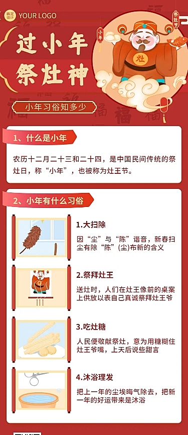 小年习俗知识科普实景长图海报