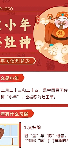 小年习俗知识科普实景长图海报