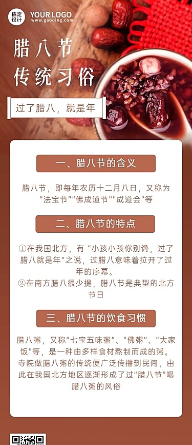 腊八节传统节日习俗科普长图海报