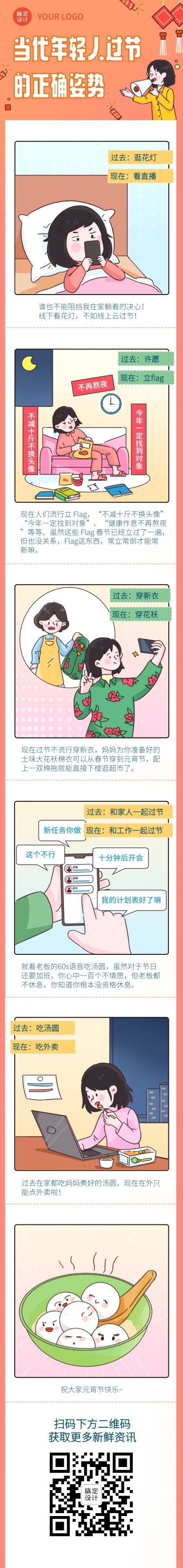 元宵节习俗科普插画条漫