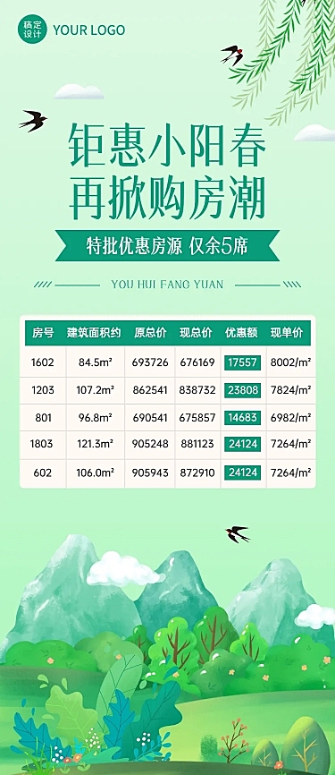 房地产优惠促销价格表长图海报