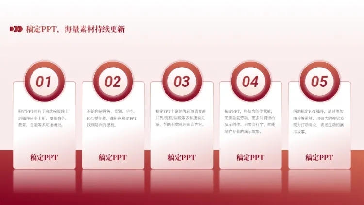 并列关系5项PPT图文页预览效果