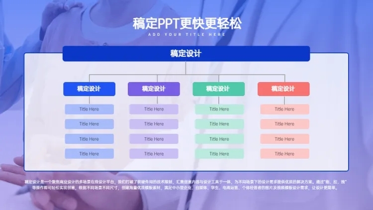 层级关系组织架构图4项PPT图文页预览效果