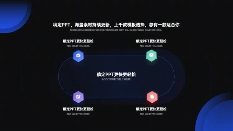 循环关系4项PPT图文页预览效果