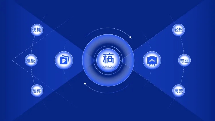 总分发散汇聚关系6项PPT图文页预览效果