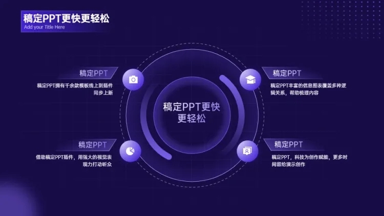 总分关系4项PPT图文页预览效果