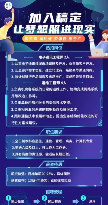 企业春季招聘电子通讯长图海报