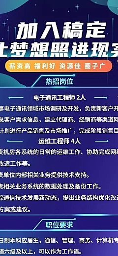 企业春季招聘电子通讯长图海报