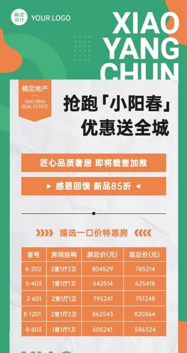 房地产优惠促销产品营销长图海报