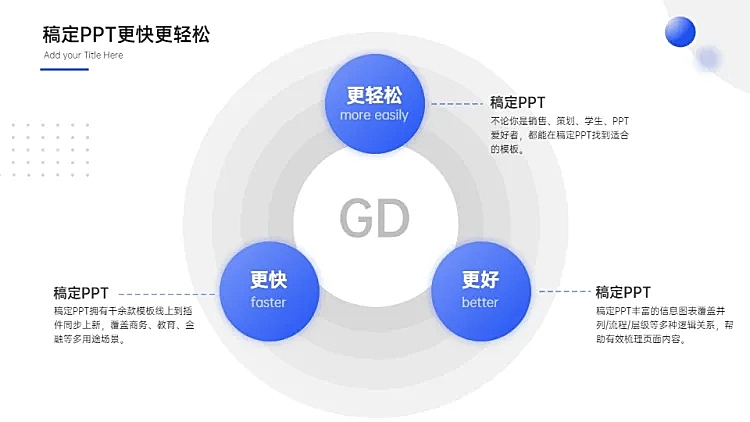 总分关系3项PPT图文页