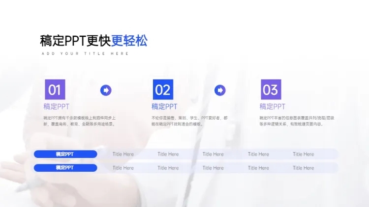 流程并列关系3项PPT图文页预览效果