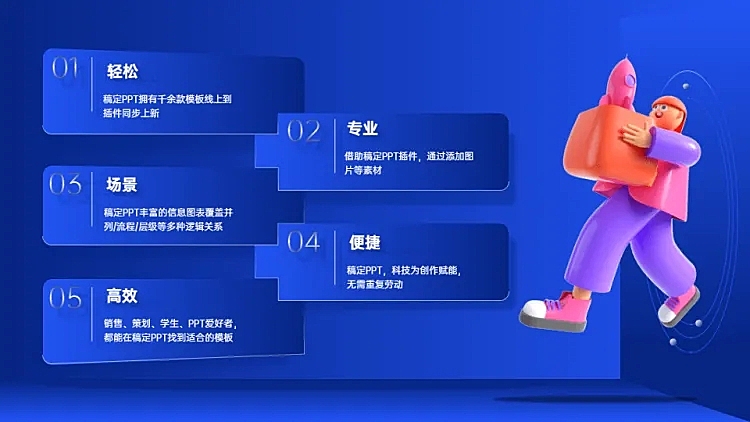 并列关系5项PPT图文页