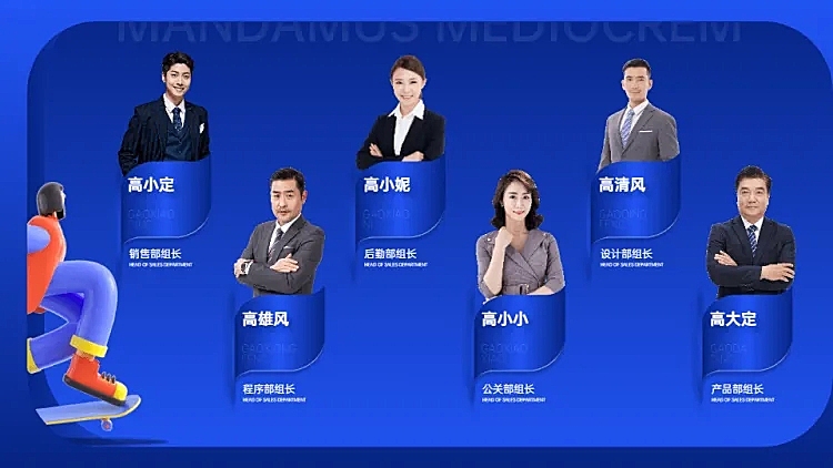 人物介绍6项PPT图文页