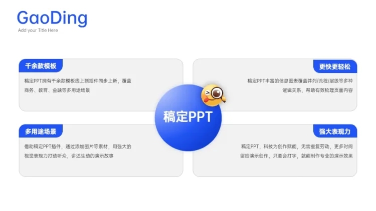 总分关系4项PPT图文页预览效果