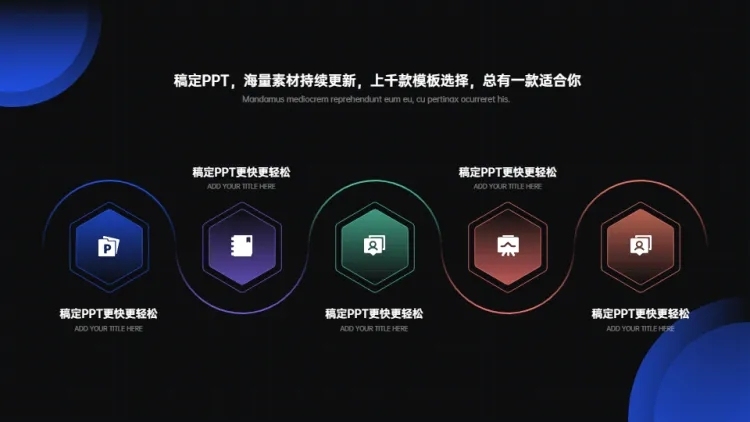 流程并列关系5项PPT图文页预览效果