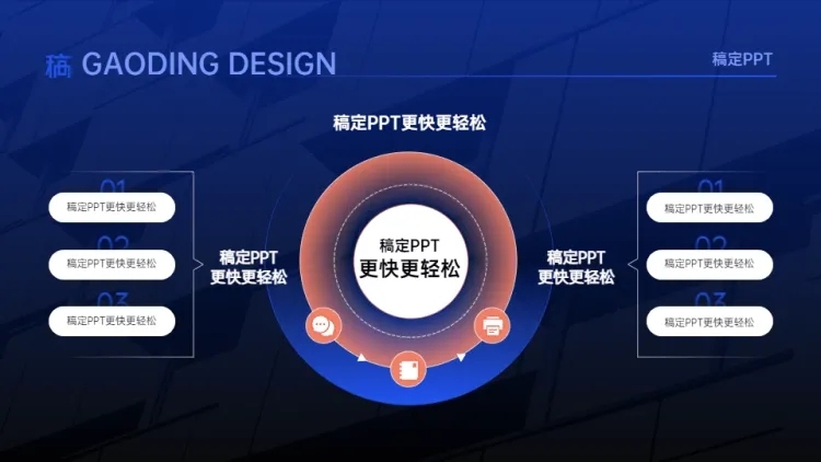 并列关系发散汇聚关系6项PPT图文页预览效果