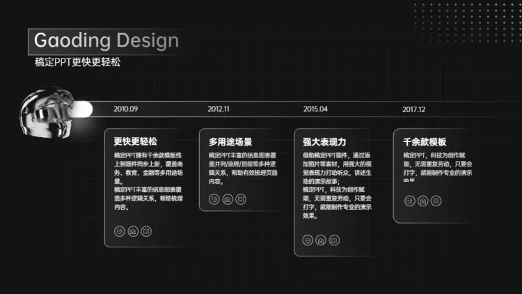 流程关系4项PPT图文页预览效果