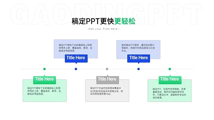 流程关系5项PPT图文页