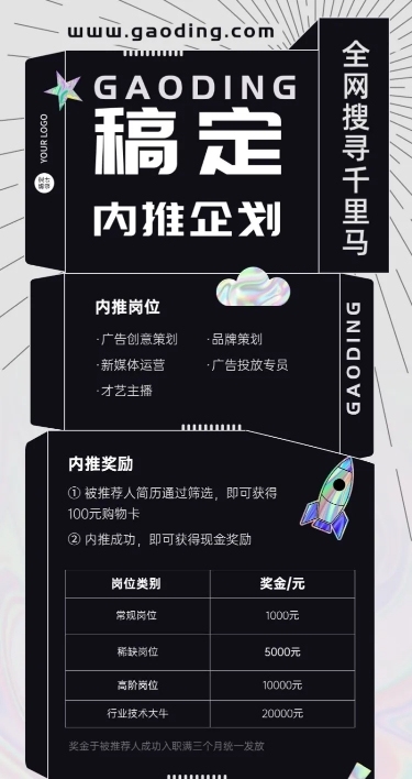 企业公司员工内推招聘长图海报