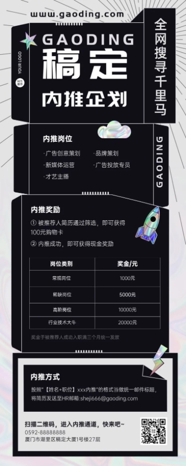 企业公司员工内推招聘长图海报预览效果