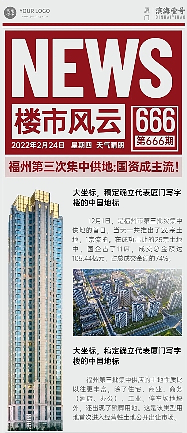 房地产楼市政策新闻长图海报