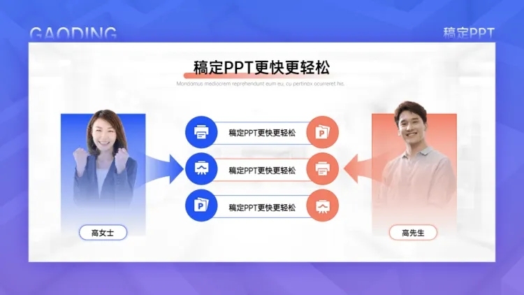 发散汇聚关系2项PPT图文页预览效果