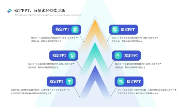 层级关系3项6项PPT图文页预览效果