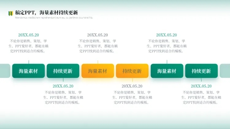 流程关系6项PPT图文页预览效果