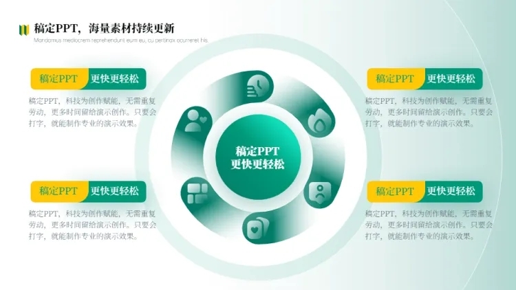 循环关系5项总分关系4项PPT图文页预览效果