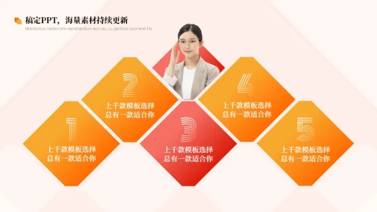 并列关系5项PPT图文页预览效果