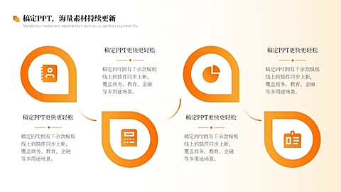 流程关系4项PPT图文页