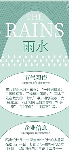 H5长页2022二十四节气雨水节气习俗科普指纹树苗排版