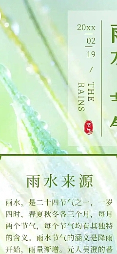 H5长页节日2022雨水节气祝福问候绿色清新实景