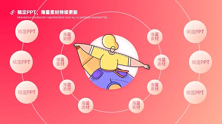 发散汇聚关系多项PPT图文页