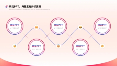流程关系5项PPT图文页