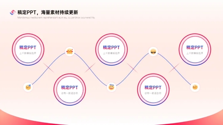流程关系5项PPT图文页预览效果