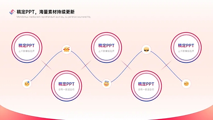 流程关系5项PPT图文页