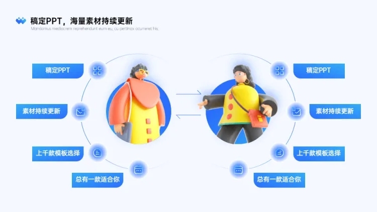 对比关系2项发散汇聚关系多项PPT图文页预览效果