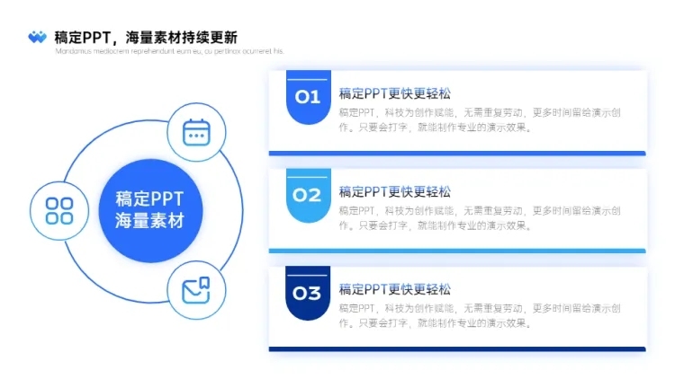 列表总分关系3项PPT图文页预览效果