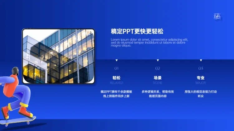 总分并列关系3项PPT图文页预览效果