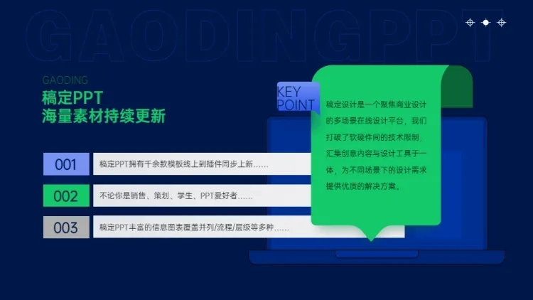 流程关系3项并列关系PPT图文页预览效果
