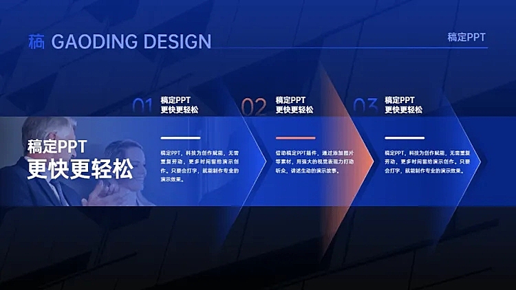 递进关系3项PPT图文页