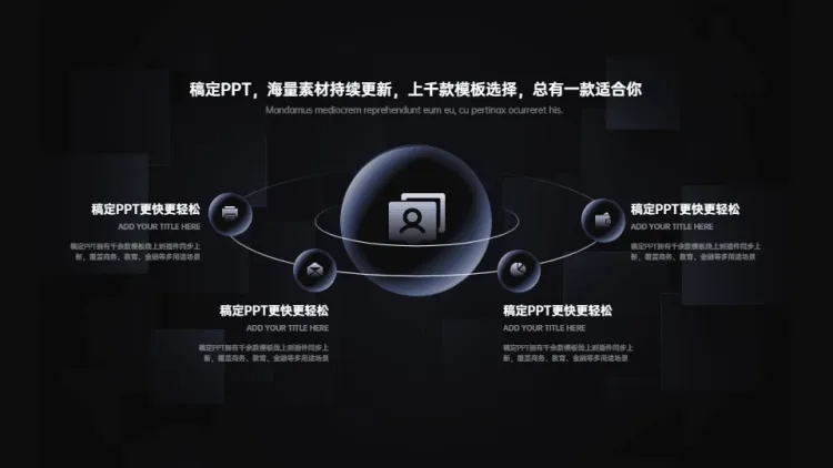 循环关系4项PPT图文页预览效果