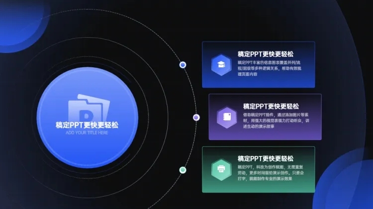 总分并列关系3项PPT图文页预览效果