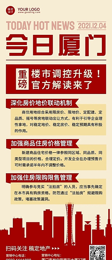 房地产楼市政策新闻长图海报